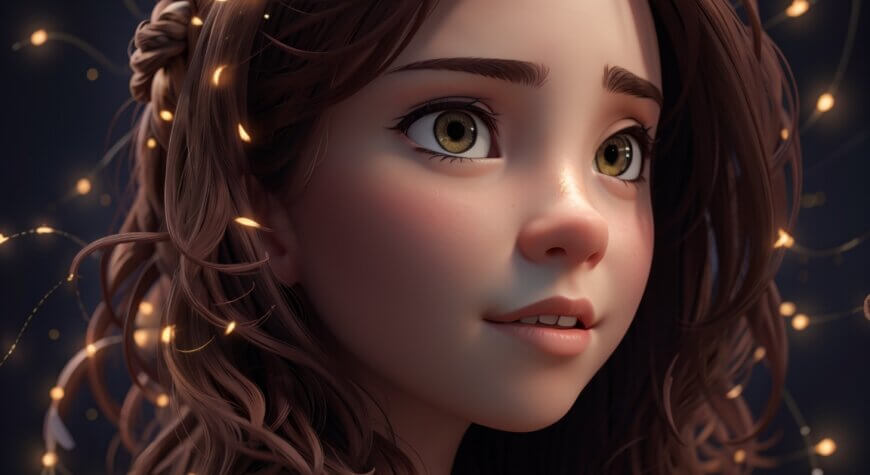 The girl works with a neural network